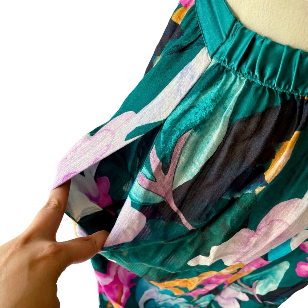 Anthropologie Teal Floral Cutout Maxi Jumpsuit - Picture 7 of 9
